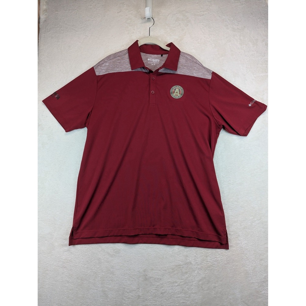 Atlanta United FC Columbia Golf Polo Mens XL Omni-Wick UPF 30 MLS Red Gray